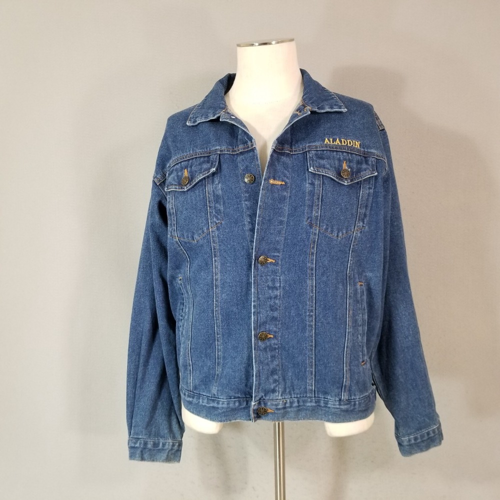 Aladdin Denim Trucker Jacket men's medium blue Aladdin Casino Las Vegas